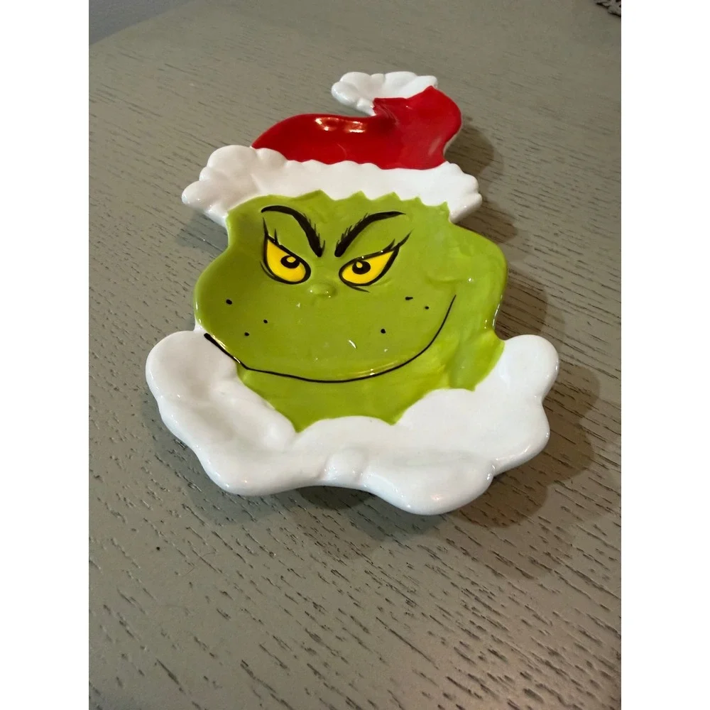 Williams Sonoma The Grinch Christmas Spoon Rest Ceramic Green Santa Hat Holiday